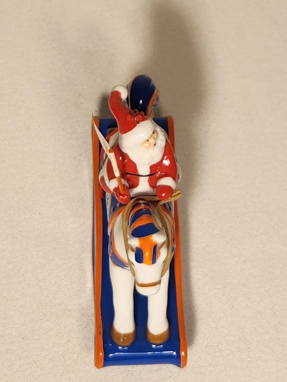 2007 Danbury Mint New York Mets Rocking Horse Santa Christmas Ornament In Box